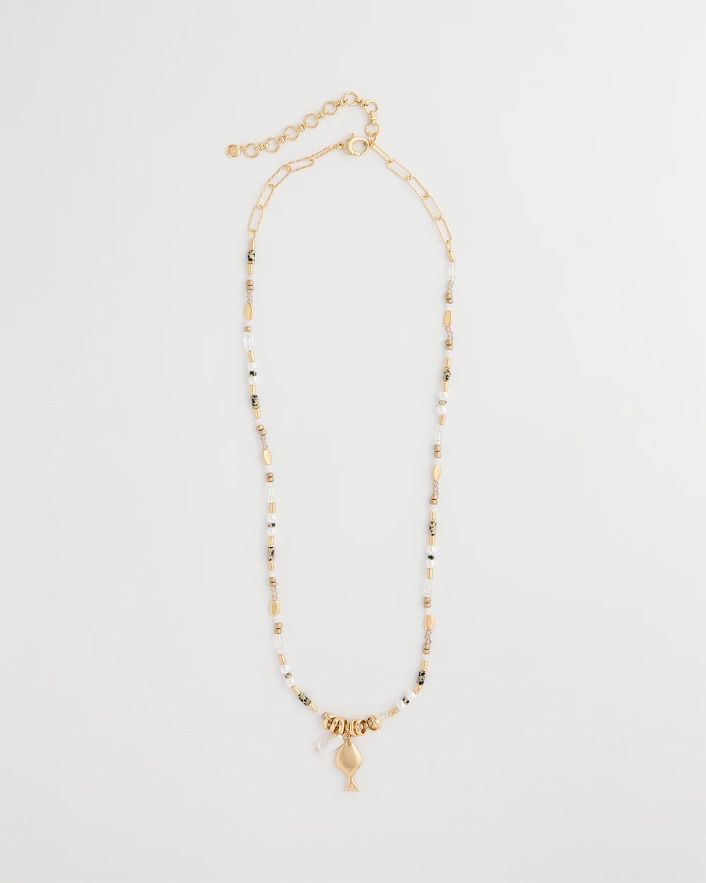 Neutral Coral Jade Stone Charm Necklace
