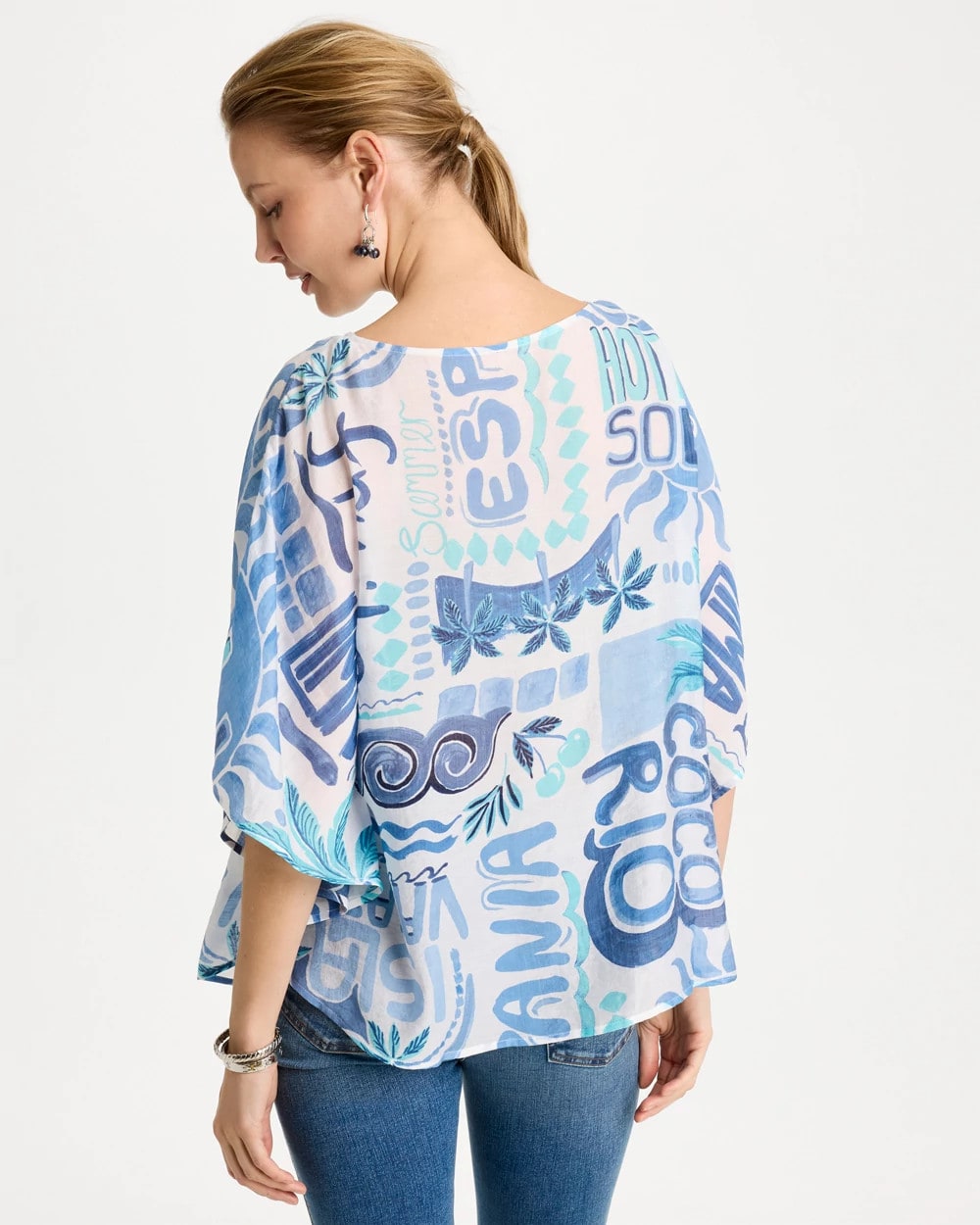 Passport Blue Island Printed Poncho