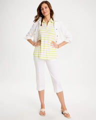 Soft Lime Striped Lime Collared Tunic Tank