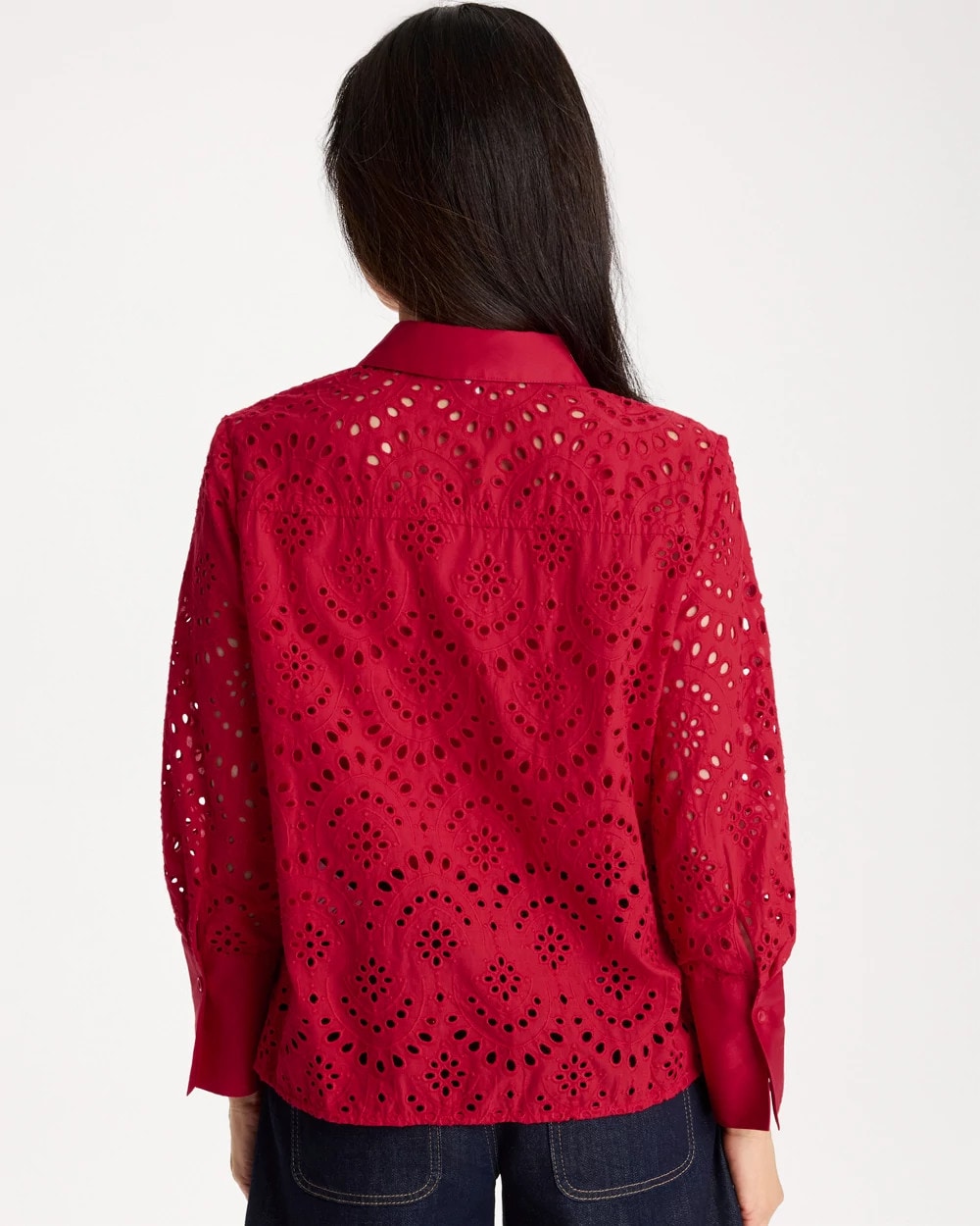 Cherry Lush Eyelet Collared Shirt