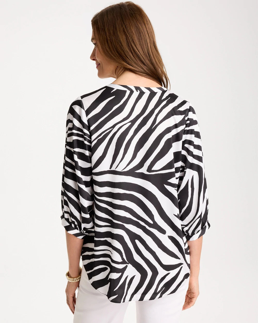 Black Satin Animal Print Tie-Front Top