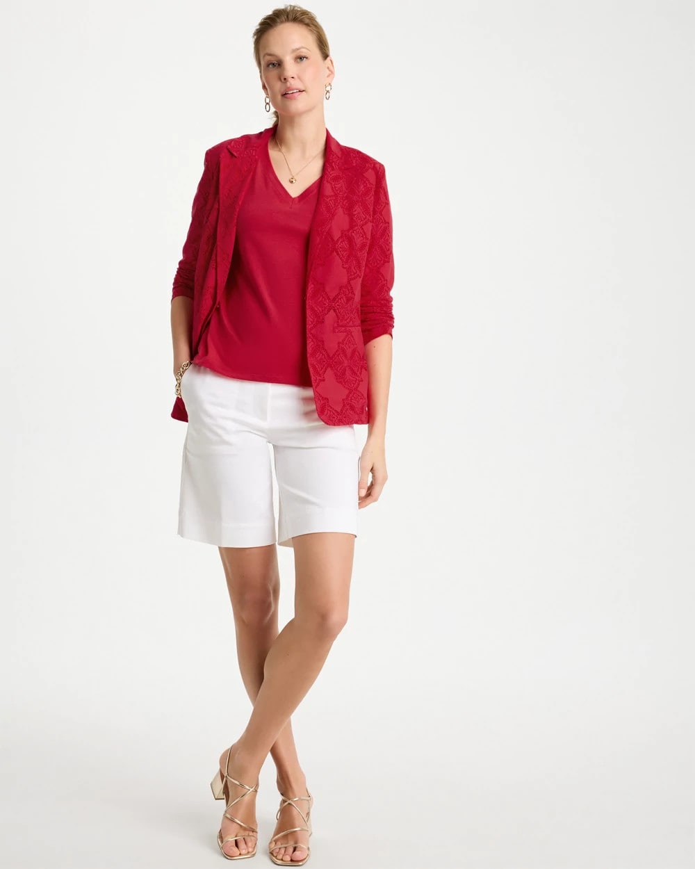 Cherry Lush Cotton Stretch 3/4 Sleeve Tee