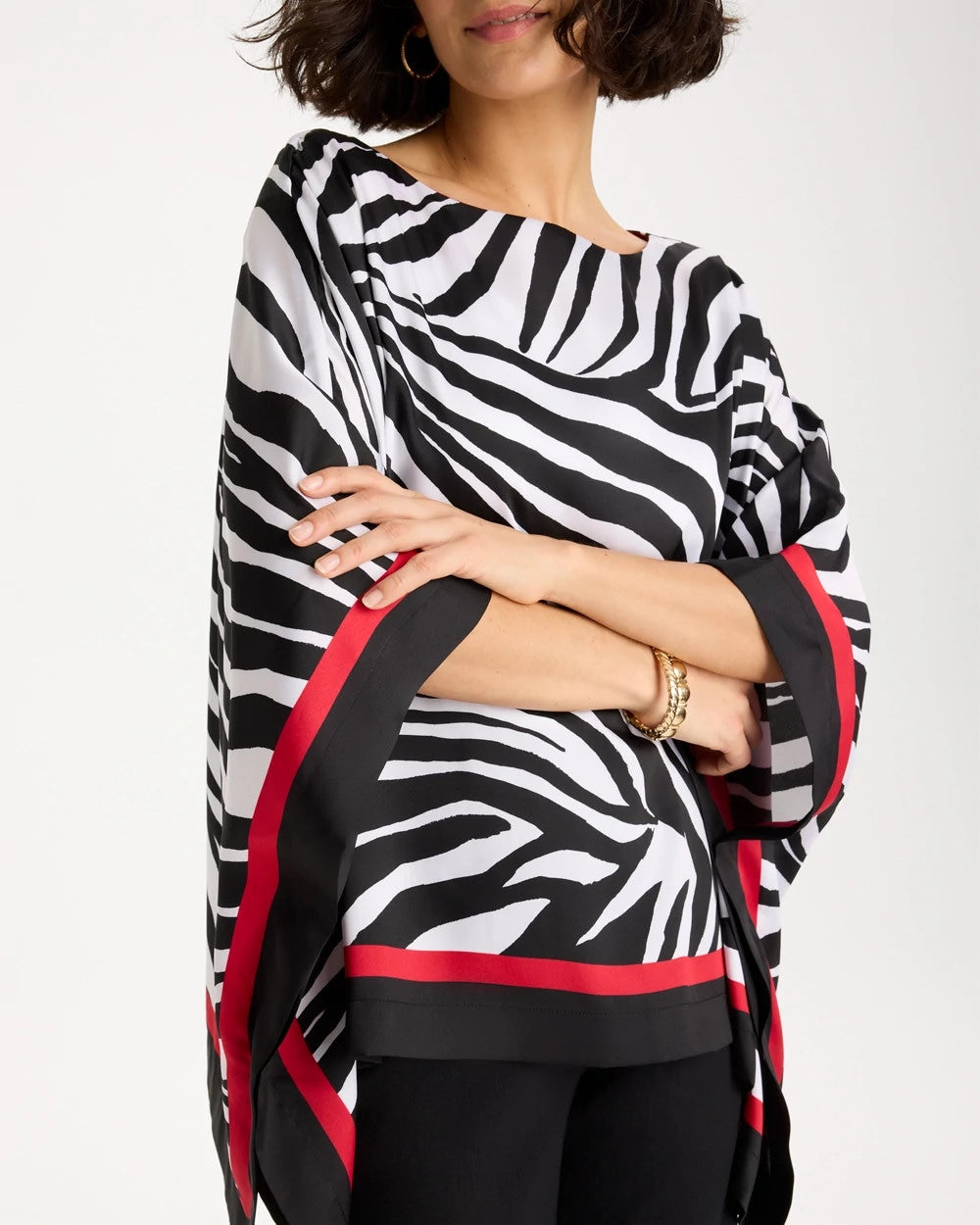 Black Woven Animal Print Poncho