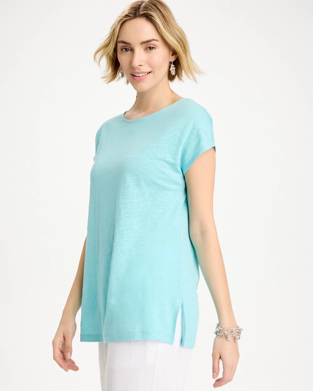 Bondi Blue Linen Dolman Tee