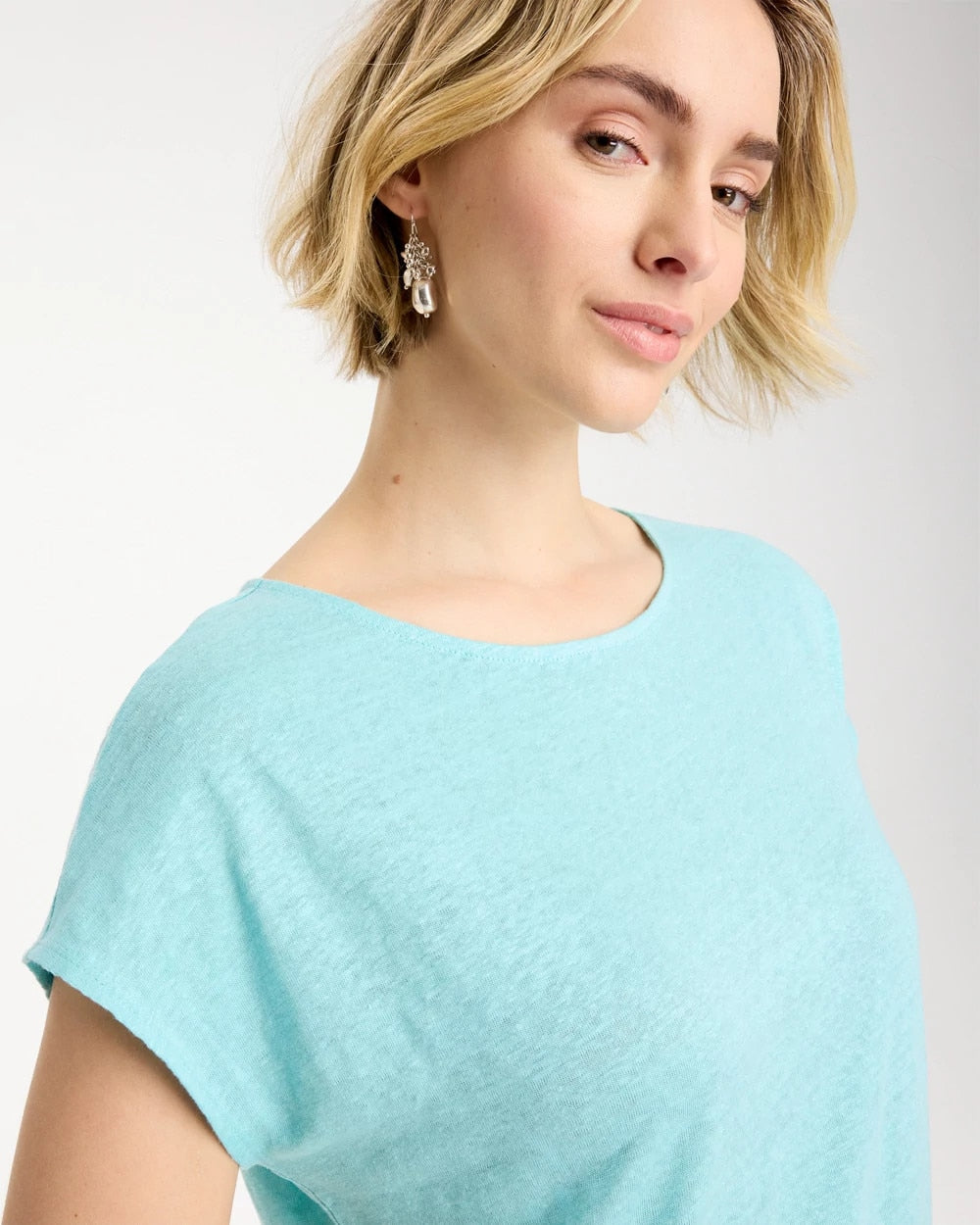 Bondi Blue Linen Dolman Tee