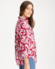 Cherry Lush No Iron™ Stretch Palm Print Shirt