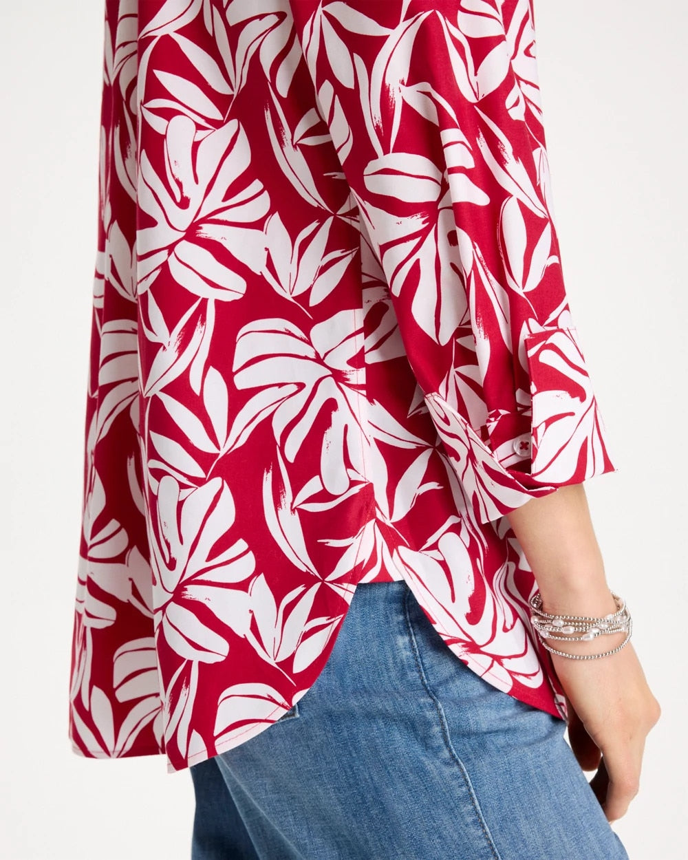 Cherry Lush No Iron™ Stretch Palm Print Shirt
