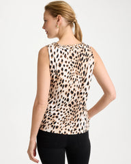 Black Animal Print Jersey Satin Tank Top