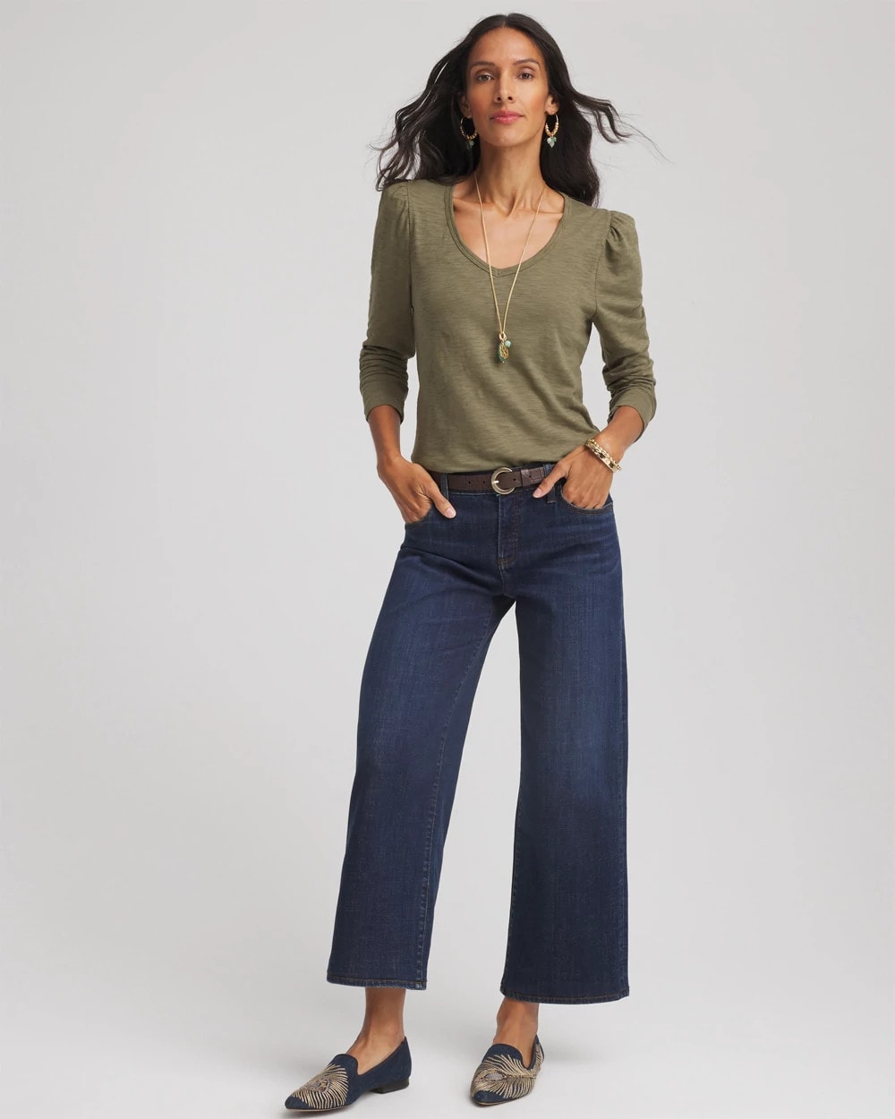 Nettle Leaf Slub Puff-Sleeve Tee