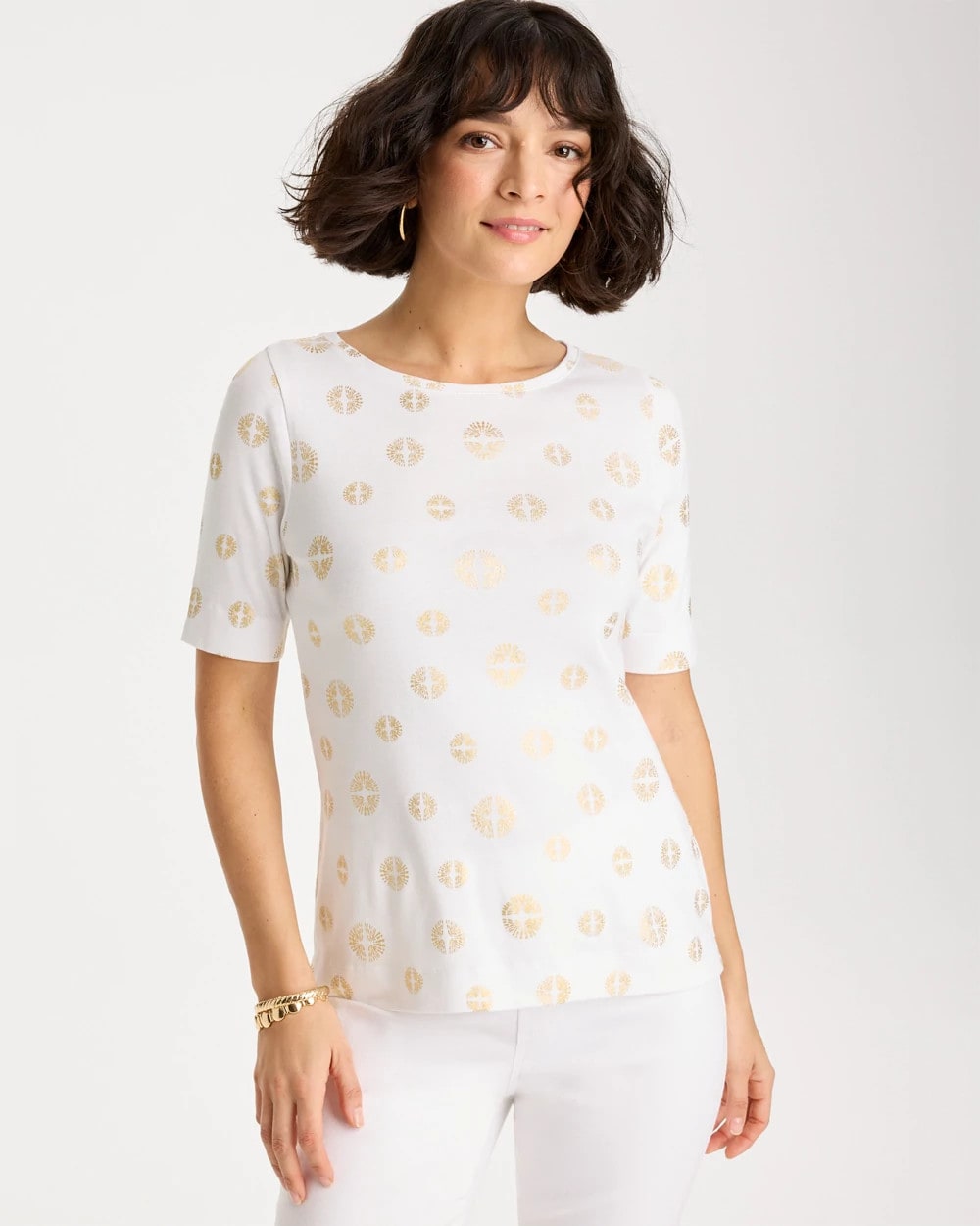 Alabaster Stamped Pima Elbow Sleeve Tee
