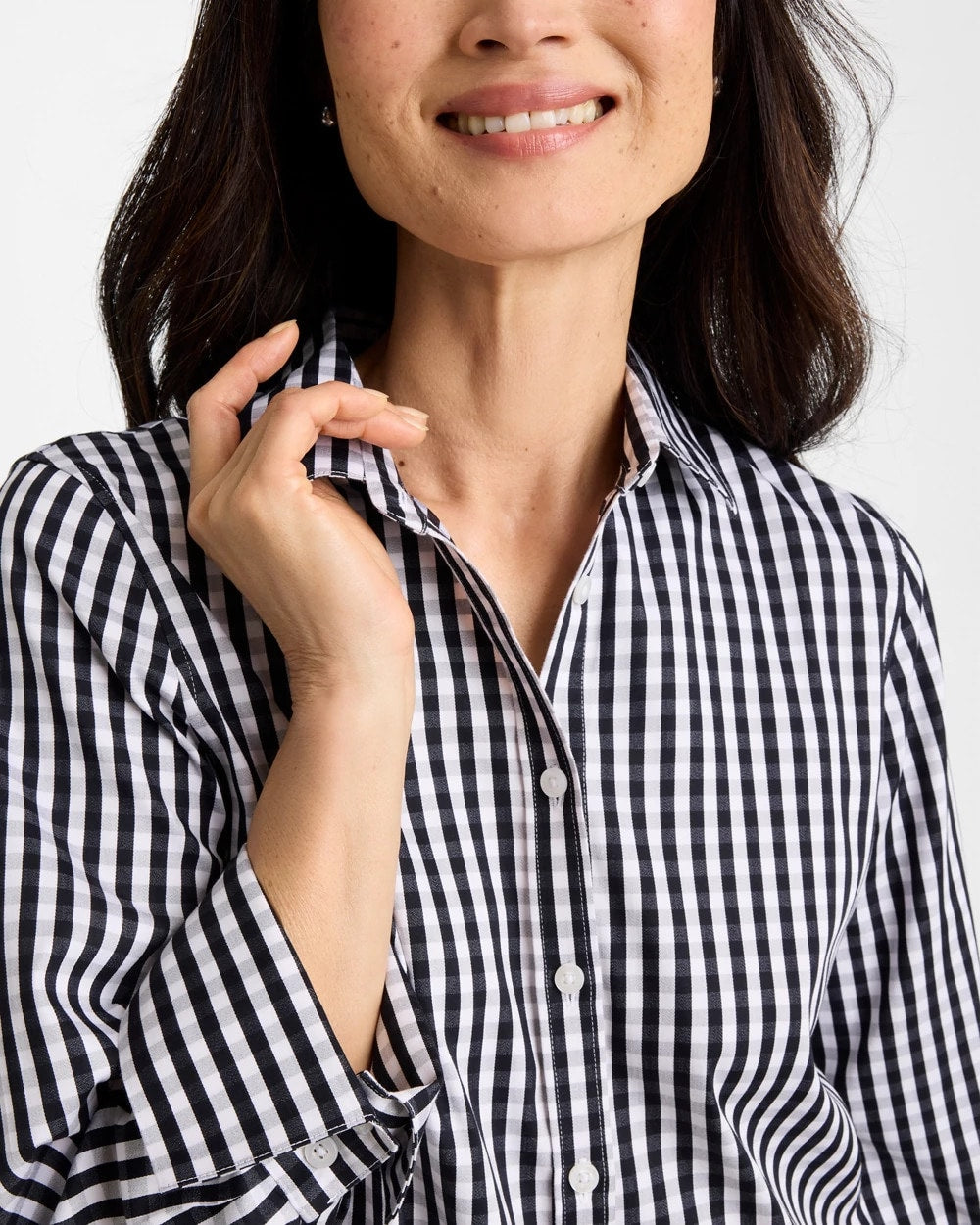 Black No Iron™ Stretch Gingham Shirt