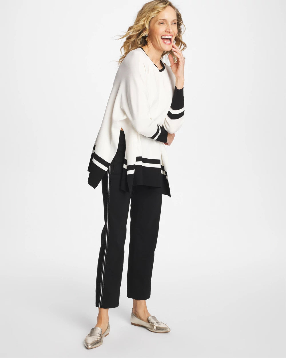 Black Brigitte™ Piped Straight Cropped Pants