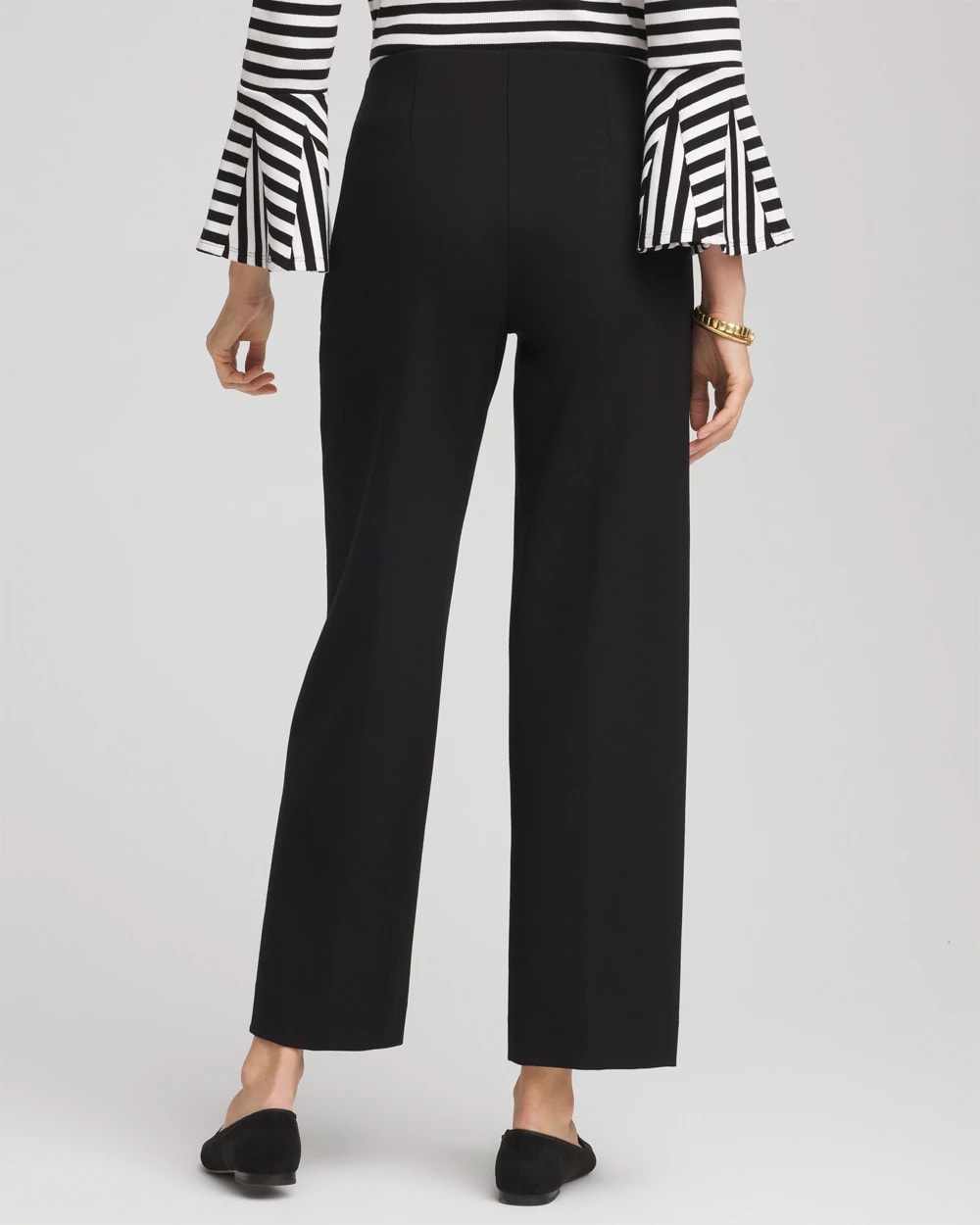 Black Juliet Slim Wide-Leg Cropped Pants