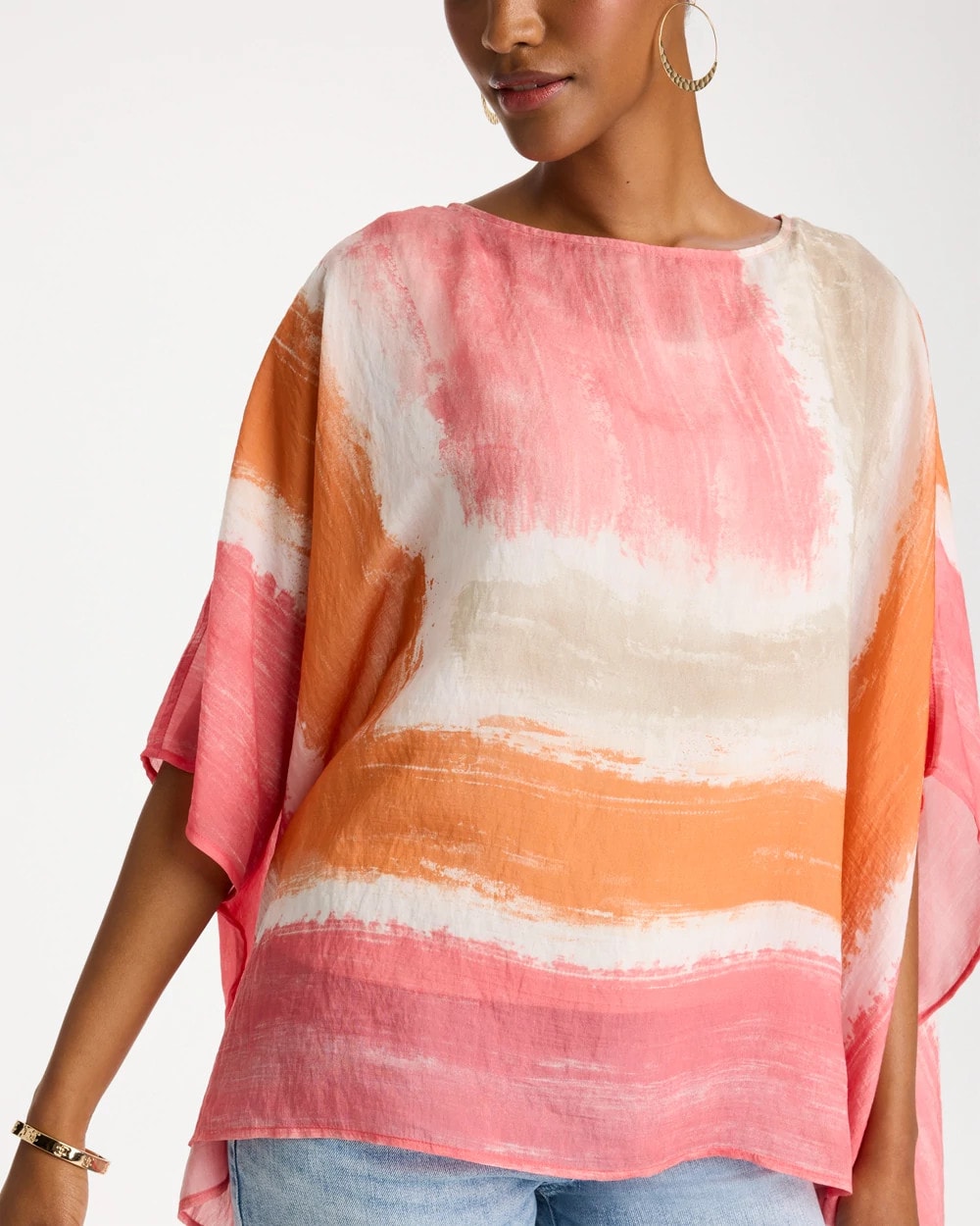 Coral Printed Poncho