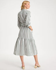 Alabaster Striped Cotton-Gauze Shirtdress