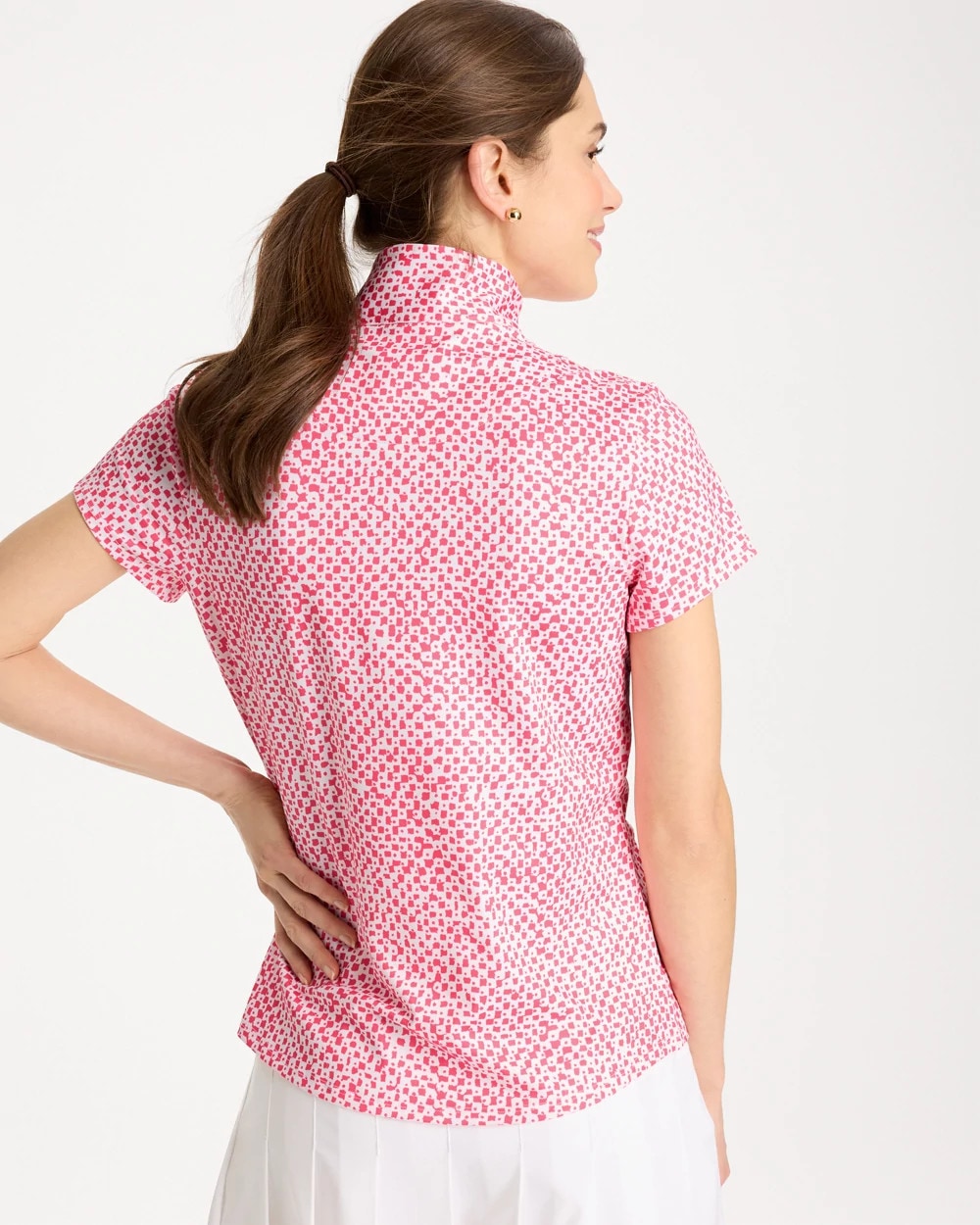 Calypso Coral Zenergy® UPF Geo Half Zip Polo