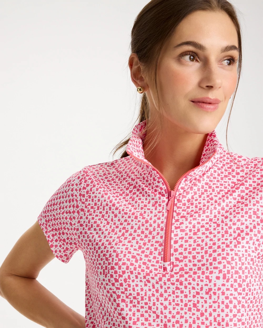 Calypso Coral Zenergy® UPF Geo Half Zip Polo