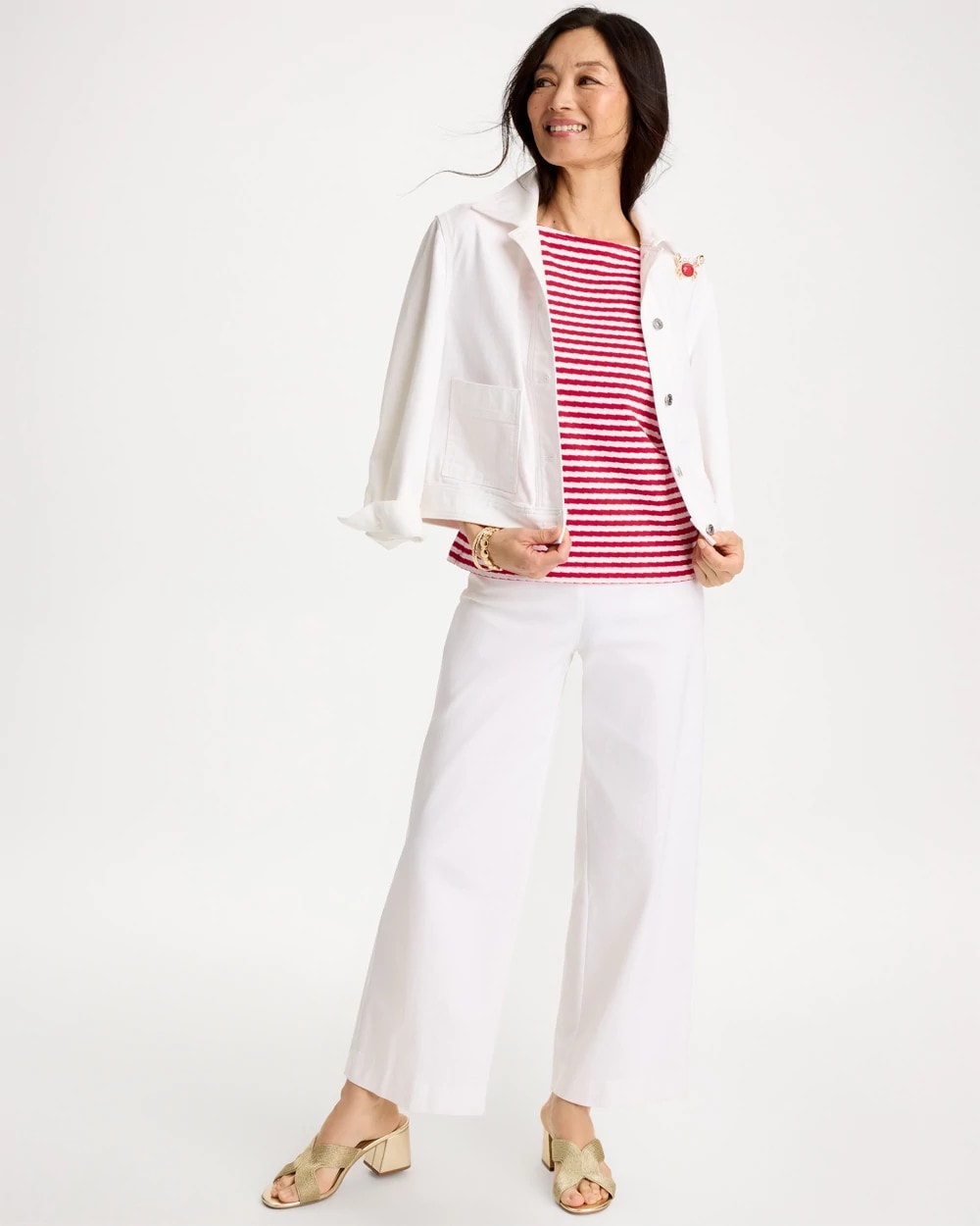 Cherry Lush Cotton Striped Button Tee
