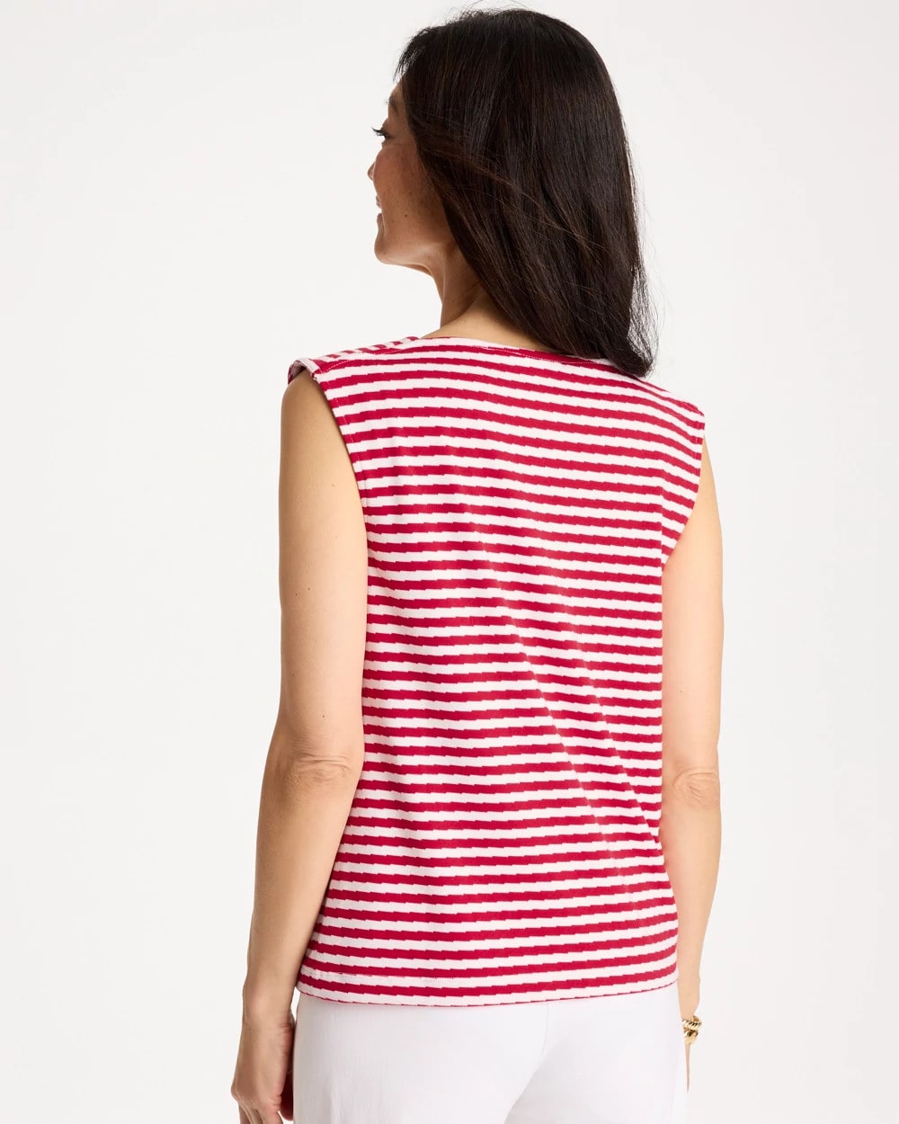 Cherry Lush Cotton Striped Button Tee