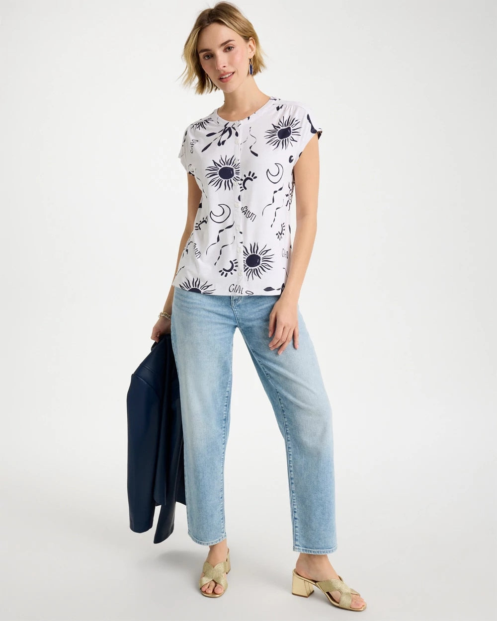 Passport Blue La Playa Refined Button Tee