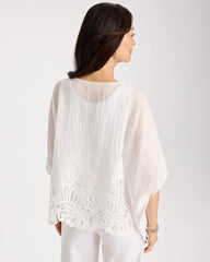 Alabaster Crochet Lace Hem Poncho