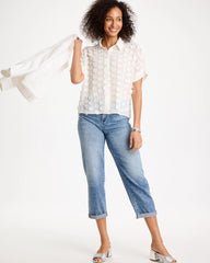 Alabaster 3D Floral Chiffon Camp Shirt