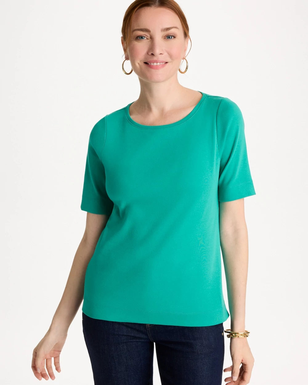 Topanga Green Pima Elbow Sleeve Tee