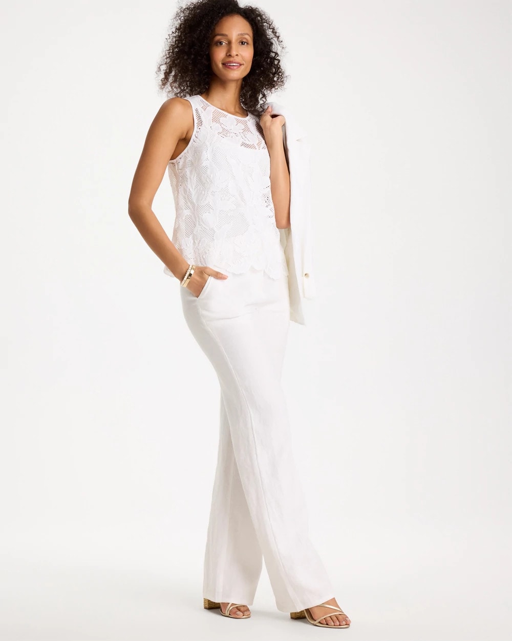 Alabaster Petal Lace Applique Tank