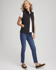 Black Rib Trim Quilted Vest
