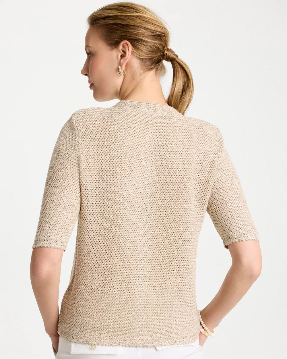 Gold Metallic Lady Jacket Cardigan