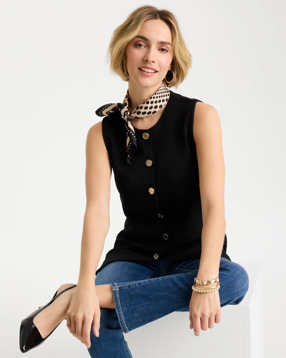Black Refined Crewneck Sweater Vest
