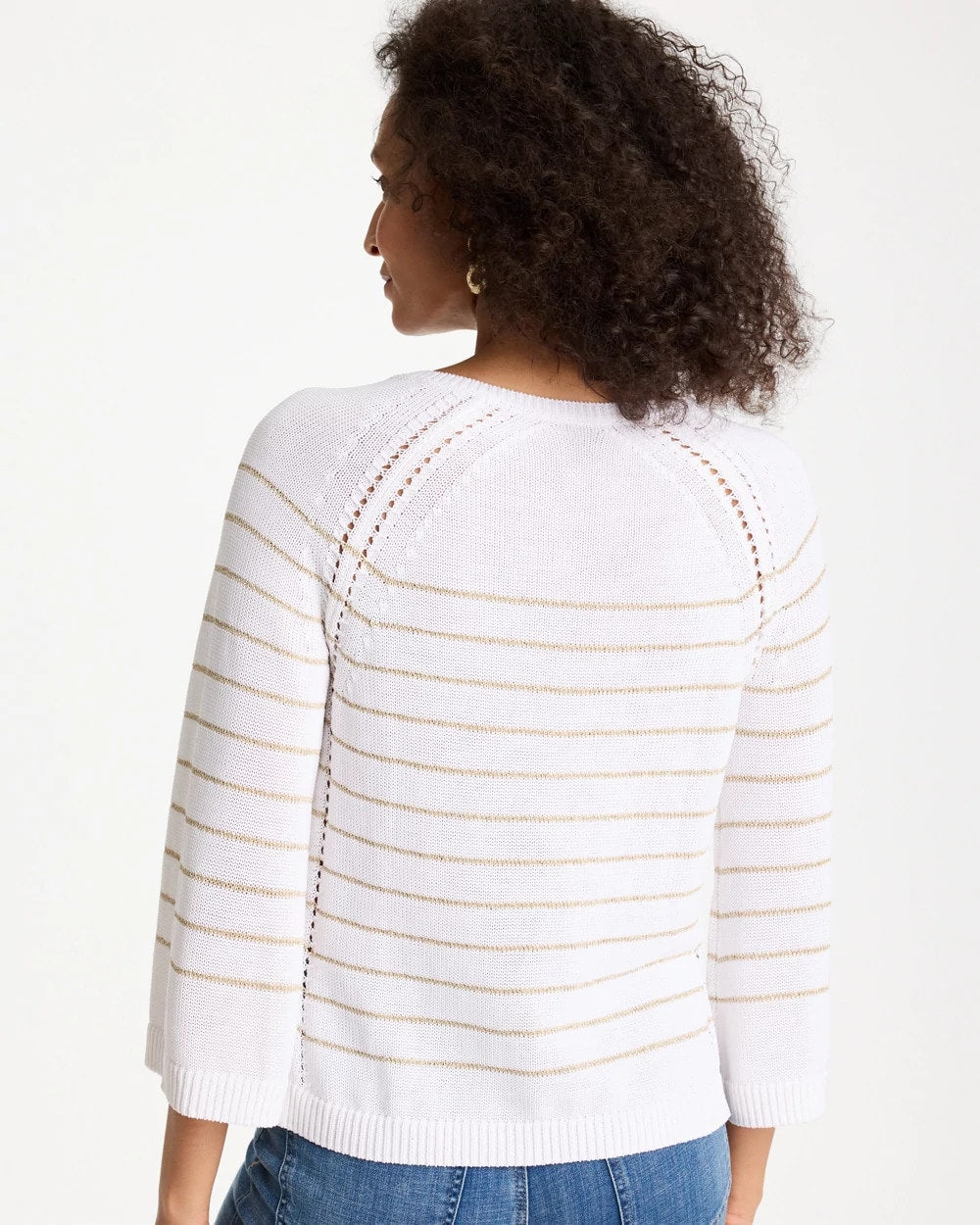 Alabaster Metallic Striped Pullover Sweater