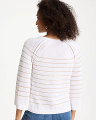 Alabaster Metallic Striped Pullover Sweater