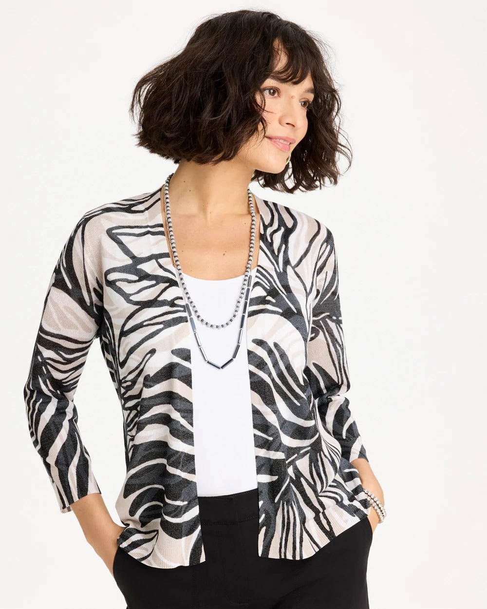 Black Vacay Leaf Summer Romance Cardigan