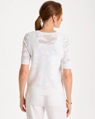 Alabaster Ella Short-Sleeve Pointelle Sweater