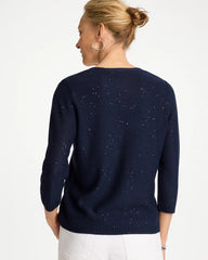 Passport Blue Stitchy Sequin V-Neck Cardigan