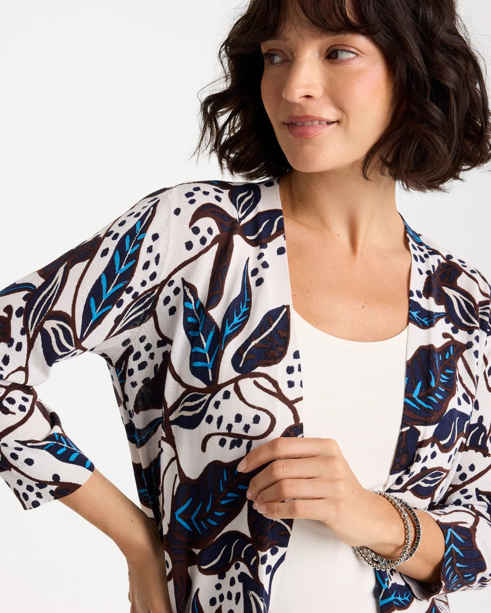 Deep Brown Printed Summer Romance Cardigan