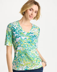 Bondi Blue Pima Printed Elbow Sleeve Tee