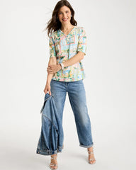 Bondi Blue Limoni Dolci Cotton Slub V-Neck Tee