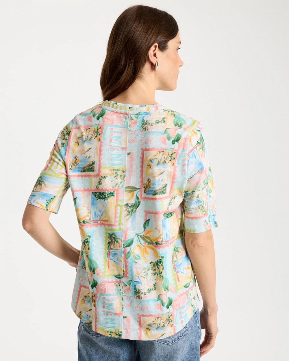Bondi Blue Limoni Dolci Cotton Slub V-Neck Tee