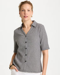 Black Gingham Textured Camp Tee