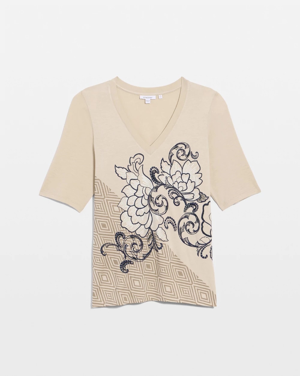 Topaz Smoke Knit Sequin Elbow Tee