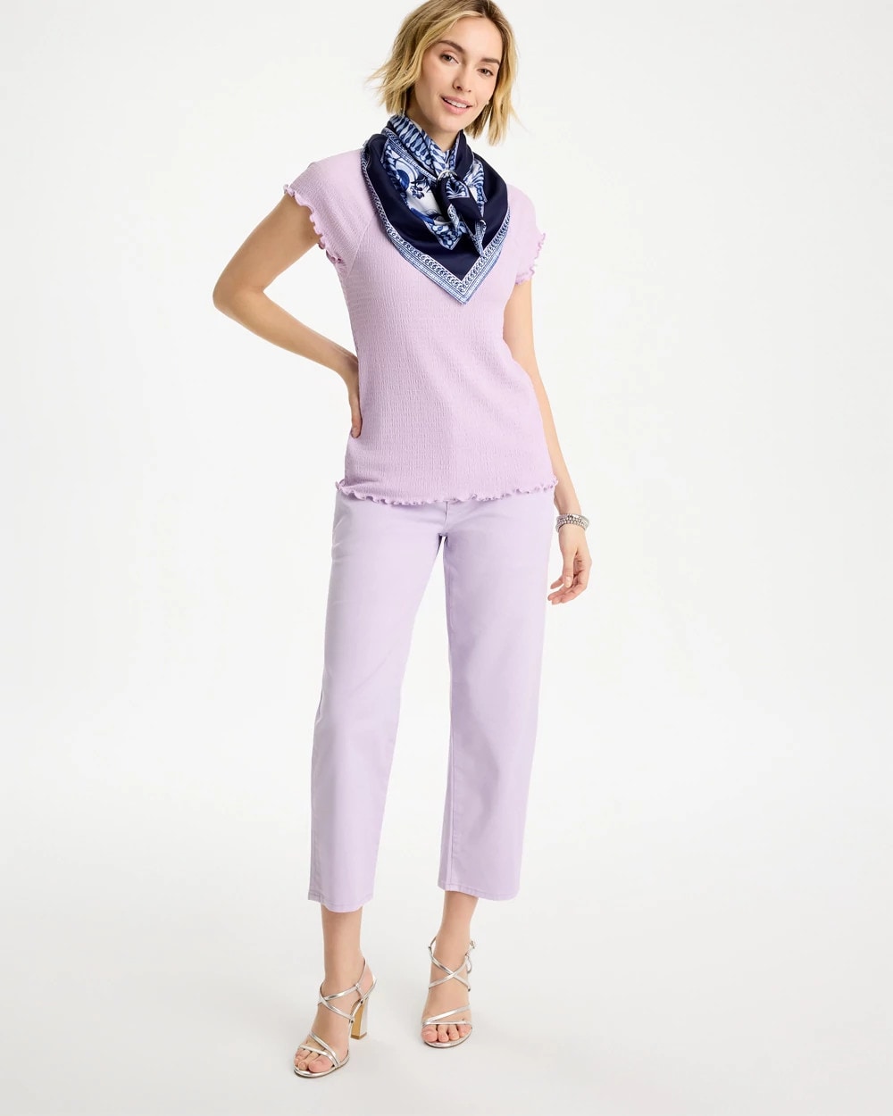 Orchid Mist Textured Knit Lettuce Raglan Tee