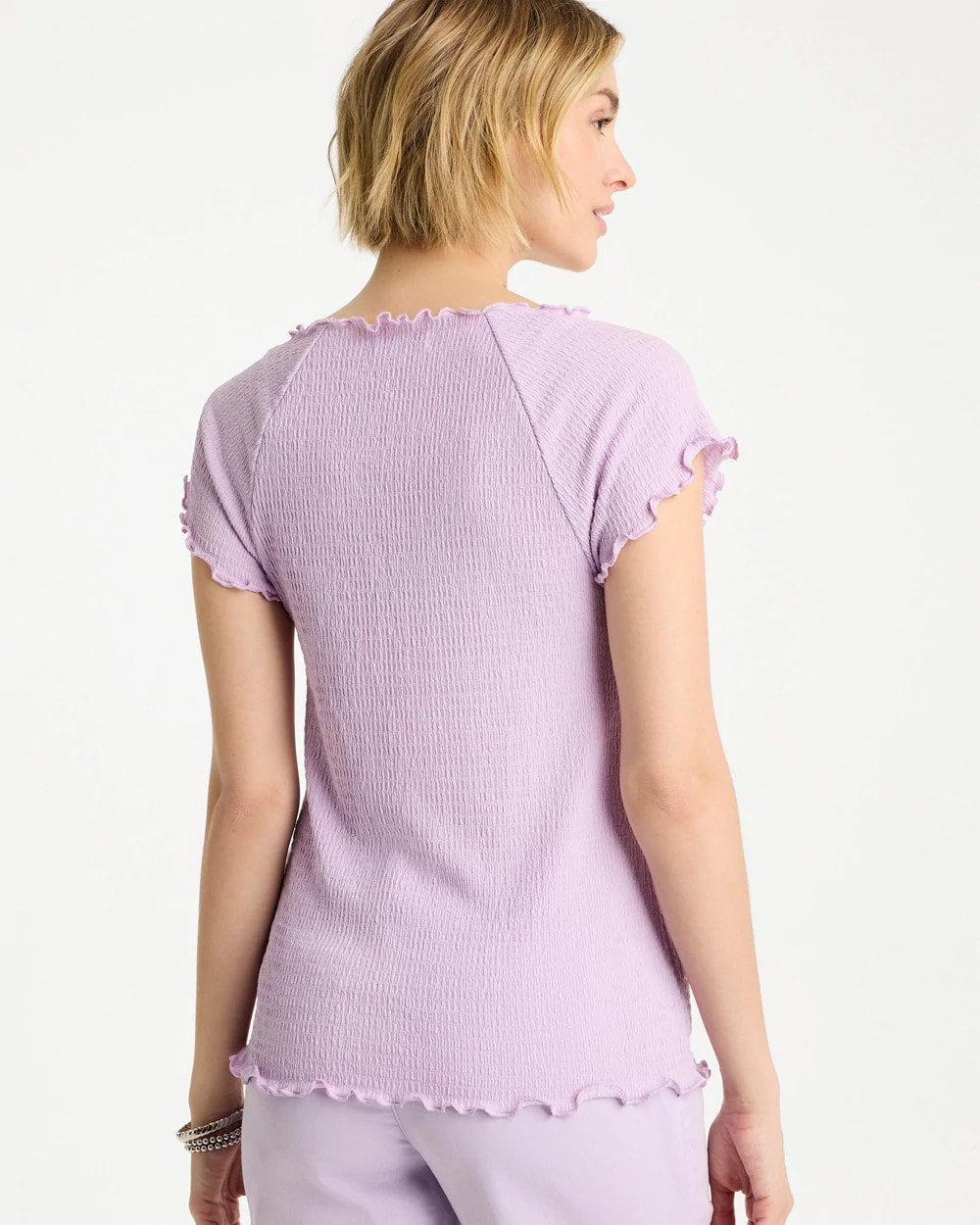 Orchid Mist Textured Knit Lettuce Raglan Tee