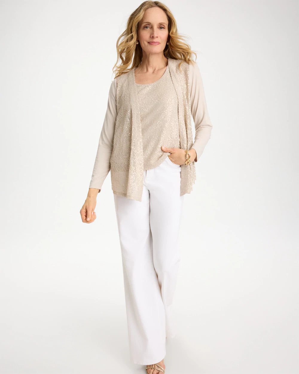 Smokey Taupe Knit Sequin Tank