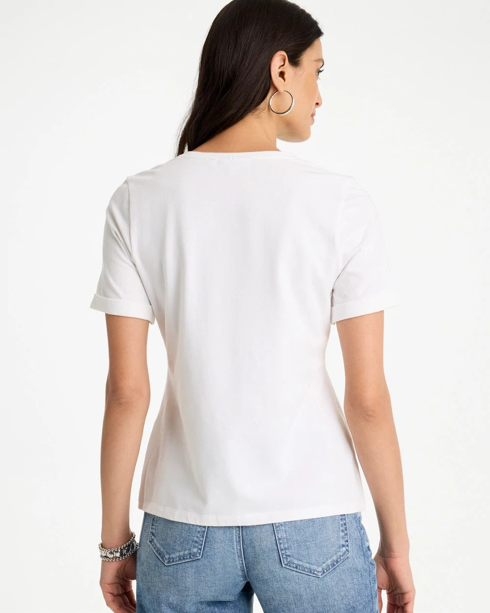 Alabaster Cotton Stretch Palm Sequin Tee
