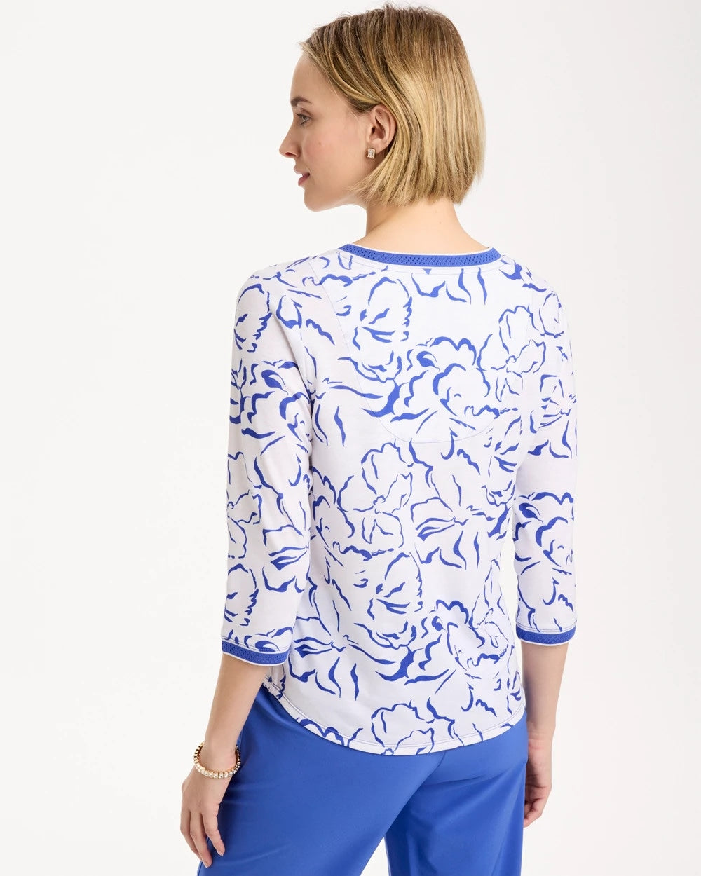 Amparo Blue Zenergy® Slub Knit Mesh Trim Tee