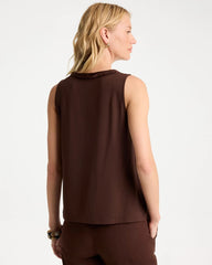 Deep Brown Jersey Satin Tank Top
