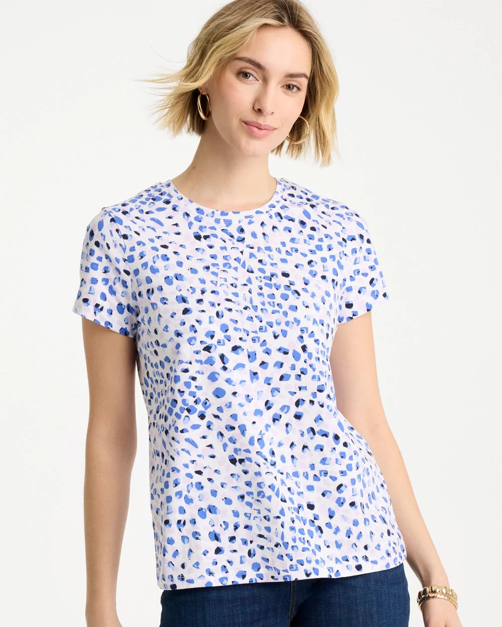 Amparo Blue Murano Cotton Stretch Cap Sleeve Tee