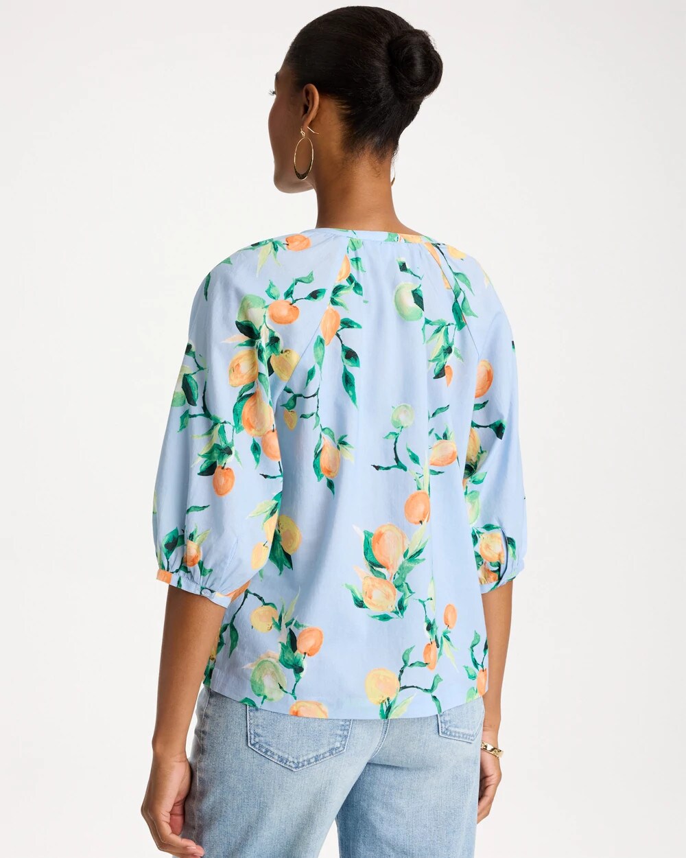 Bondi Blue Cotton Voile Printed Blouse
